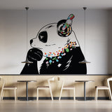 Panda Wall Art Sticker - Thinking Dj Panda Bear Head Headphones Vinyl Decal