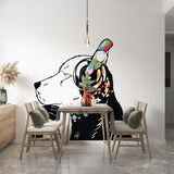 Dog Wall Art Sticker - Thinking Dj Puppy Head Headphones Vinyl Decal
