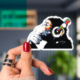Glow in The Dark Laptop Vinyl Decal - Glowing Music Monkey In Headphones Sticker