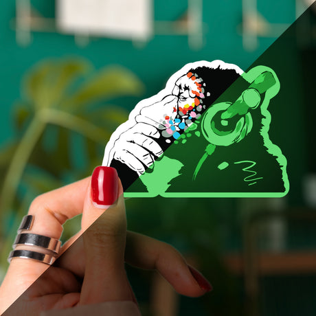 Glow in the Dark Monkey Laptop Vinyl Sticker - Glowing Music Decal For Macbook