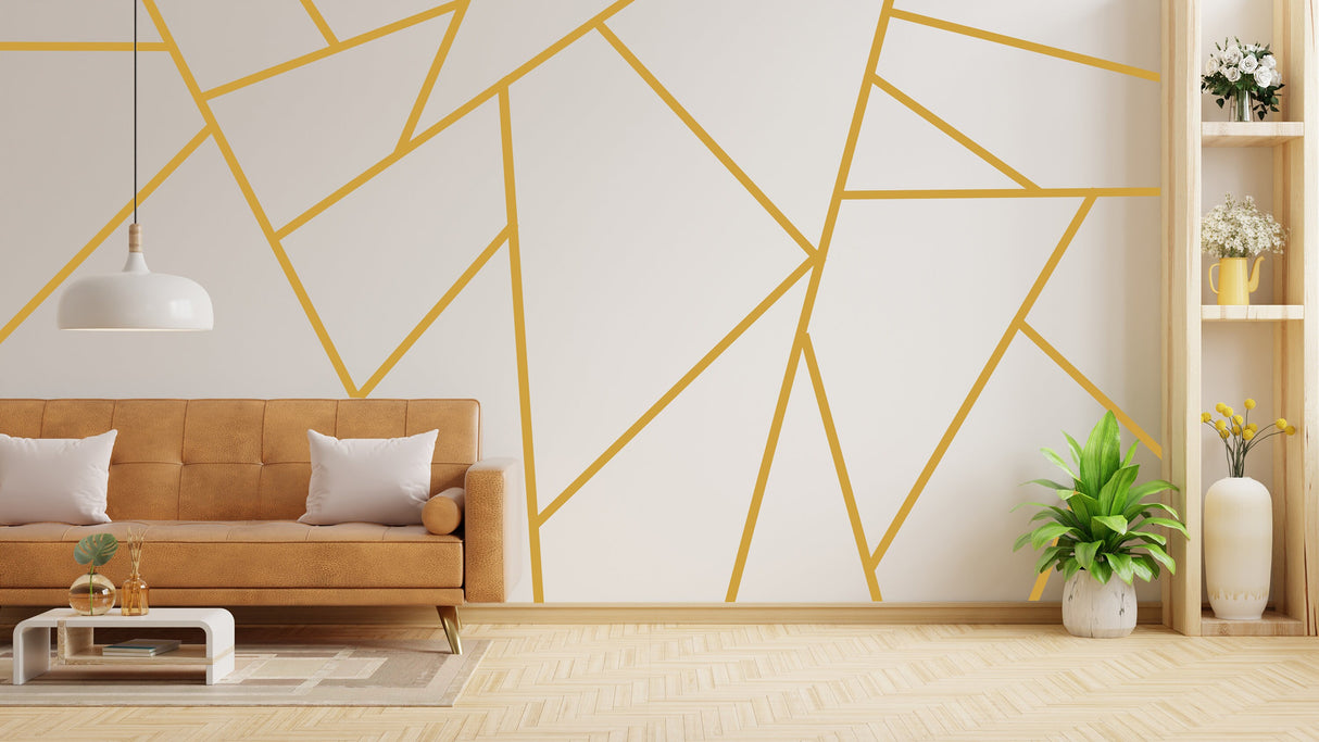 Gold Thin Line Stickers - Geometric Peel And Stick Stripe Wall Decals For Bedroom Decor