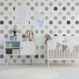 50x Neutral Boho Dots Decals - Nursery Baby Kids Room Pastel Circle Wall Stickers Decor