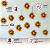 24x Boho Daisy Wall Stickers - Brown Flowers Room Decor Decals
