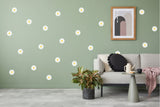 24x Daisy Flowers Wall Stickers - White Floral Room Decor Decals