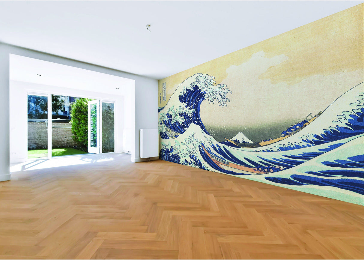 Kanagawa Wave Wallpaper Decal - The Great Waves Japanese Ocean Art Vinyl Wall Sticker for Home Decor