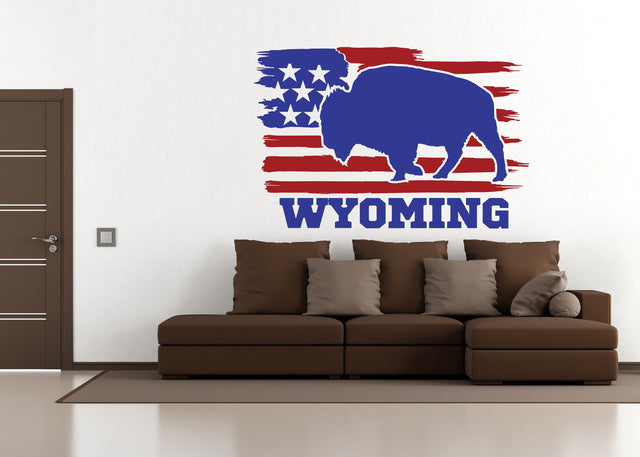 Wyoming Decal - Wyoming State Bull Wall Sticker