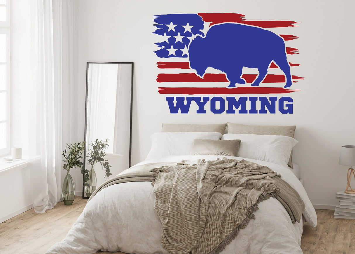 Wyoming Decal - Wyoming State Bull Wall Sticker