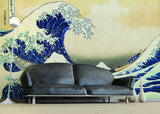 Kanagawa Wave Wallpaper Decal - The Great Waves Japanese Ocean Art Vinyl Wall Sticker for Home Decor