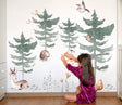 Forest Animals and Trees Wall Decal for Kids Room - Nursery Woodland Stickers with Watercolor Tree