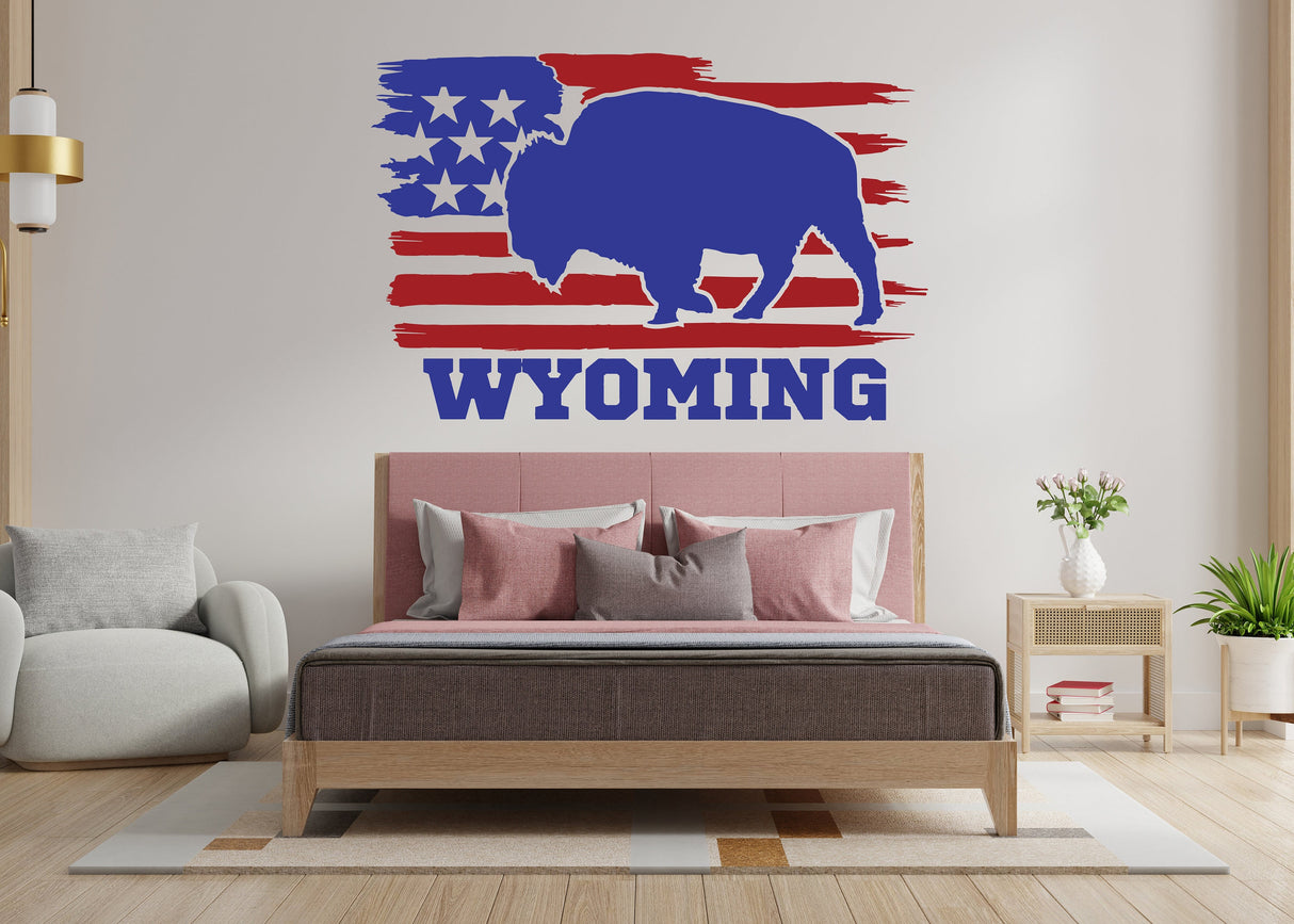 Wyoming Decal - Wyoming State Bull Wall Sticker