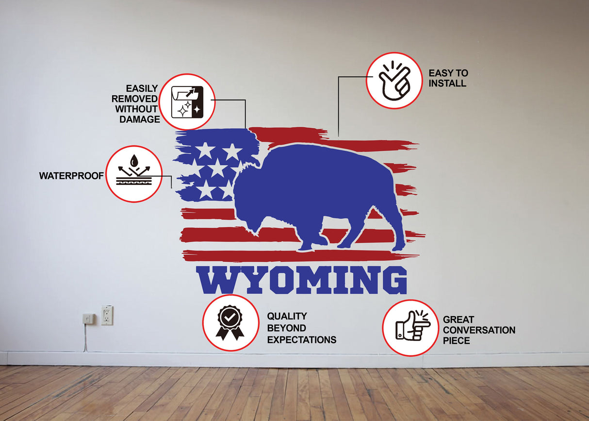 Wyoming Decal - Wyoming State Bull Wall Sticker