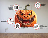 3D Evil Laughing Pumpkin Decal - Halloween Scary Vinyl Wall Sticker