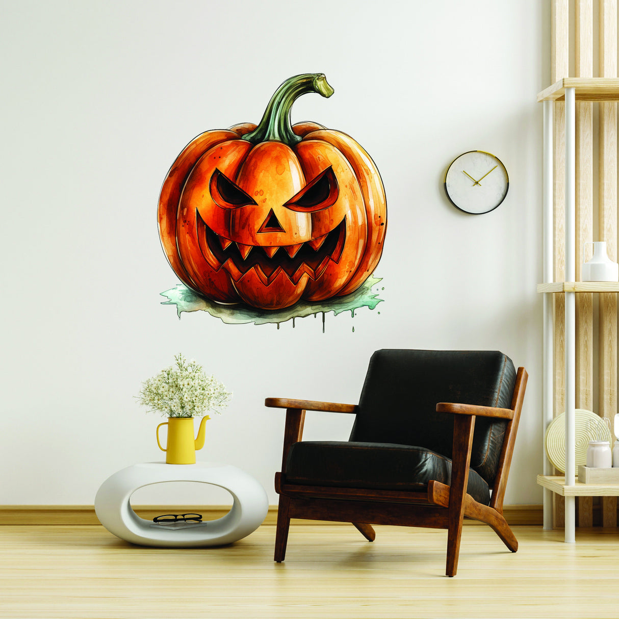 Laughing Pumpkin Decal - Halloween Scary Evil Face Vinyl Wall Sticker