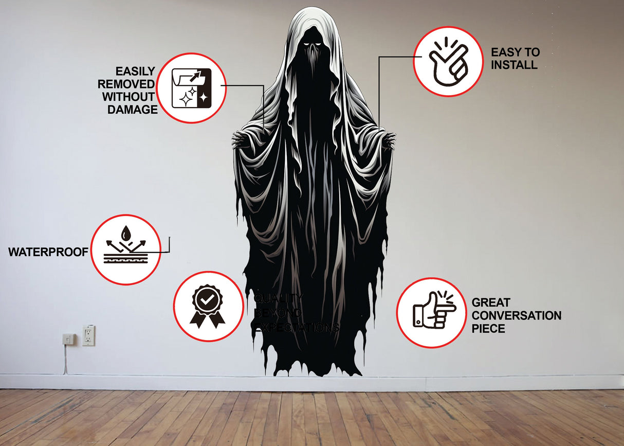 Menacing humanoid door decal design