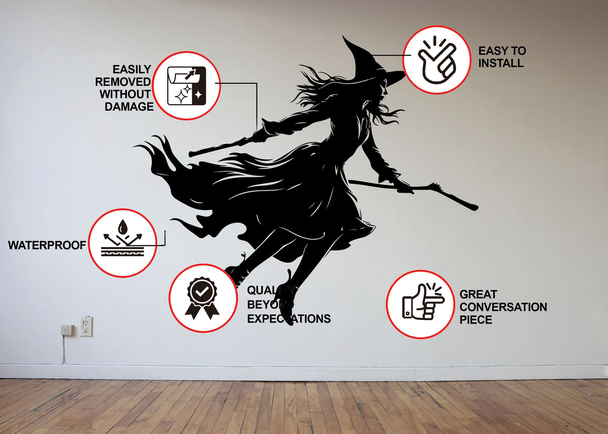 "Halloween Witch Shadow for Window Decor"