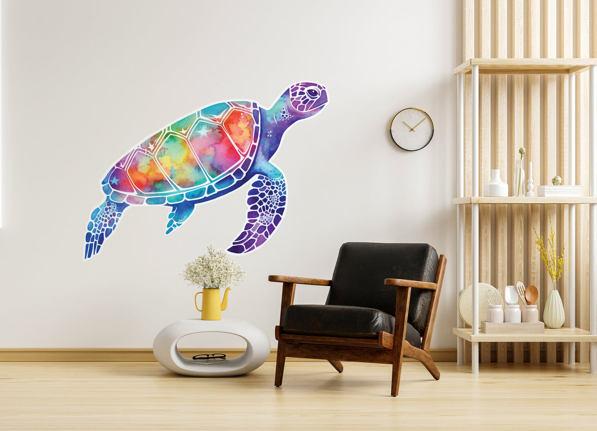 Radiant Sea Turtle Wall Decal - Vivid Ocean-Inspired Sticker