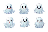 12x Frosted Ghost Window Sticker Set - Etched Halloween Cute Ghosted Decorations Decals