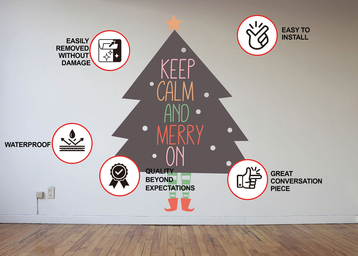 "Keep Calm and Merry On" Colorful Text Decal