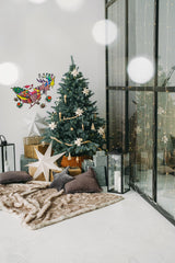 Colorful Humorous Santa in Glasses & Sleigh Wall Decal - Funny Christmas Silhouette Stickers