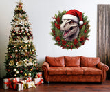 Festive Wall Art Mural of Dinosaur Christmas
