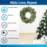 Verdant Christmas Wreath Wall Decal - Green Leaves with Red Berries Decor Sticker