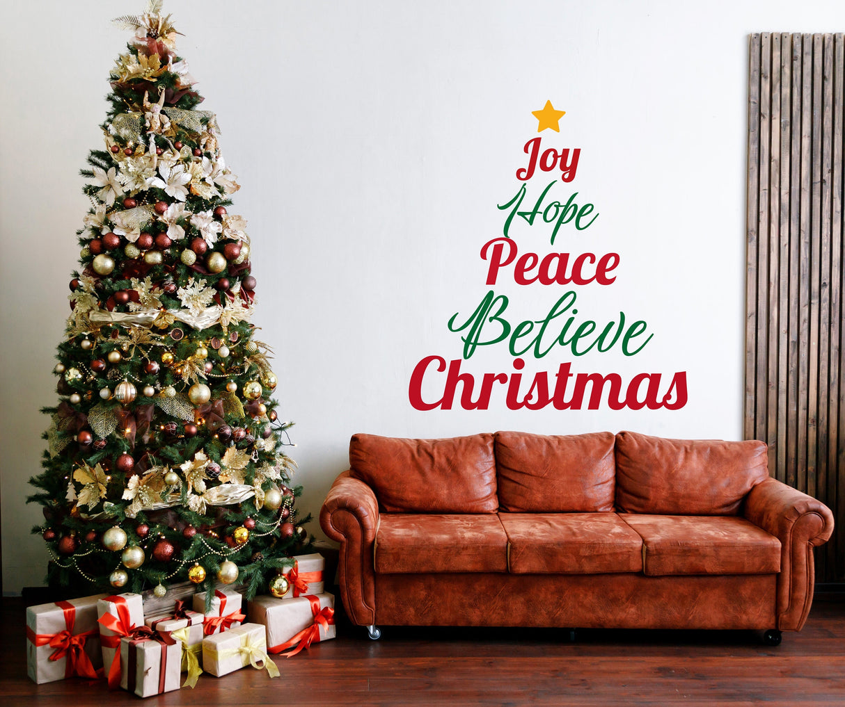 Christmas Quote Wall Decal "Joy Hope Peace Believe Christmas"