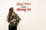 Whimsical Christmas Quote Wall Decal - "Merry On" Colorful Text Sticker