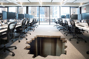 3D basement hole floor decal with a cracked-floor illusion