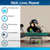 DJ Monkey Wall Decal - Vinyl Art Mural Thinking Gorilla with Headphones