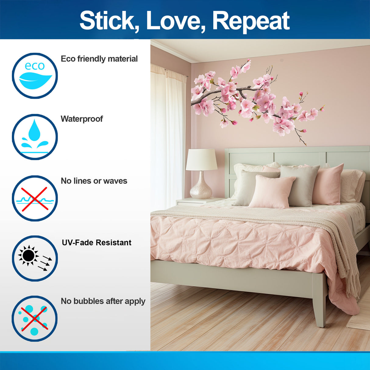 Pink Cherry Blossom Tree Branch Wall Decal - Serene Nursery Vinyl Corner Sticker