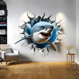 Photorealistic Shark Bursting Wall Sticker,