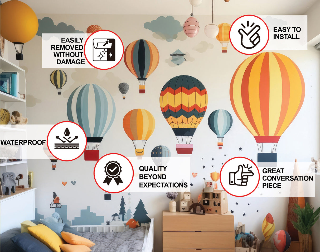 Kids Room with Balloons and Clouds,