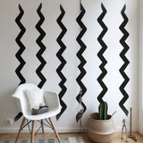 Modern Black Zigzag Wall Stickers - Vertical Patterns Vinyl Stickers for Contemporary Room Decor