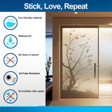 Frosted Black Cherry Blossom Tree Silhouette Decal for Glass Doors - Elegant Privacy Frosting Sticker Film Blooming Flowers for Glass Walls