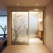 Product view of Frosted Black Cherry Blossom Tree Silhouette Decal for Glass Doors.