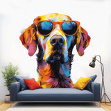 Colorful Watercolor Golden Retriever in Glasses Wall Sticker - Whimsical Toddler Room Dog Art Decal