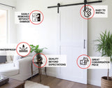 White Rustic Wood Barn Door Wallpaper Sticker - DIY Peel and Stick Wooden Door Cover Decal