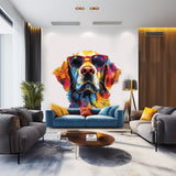 Golden Retriever with Sunglasses Wall Decal - Expressive Watercolor Dog Sticker for Vibrant Room Decor