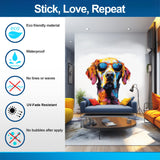 Colorful Watercolor Golden Retriever in Glasses Wall Sticker - Whimsical Toddler Room Dog Art Decal