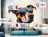 Border Collie in Glasses Wall Sticker - Playful Watercolor Dog Decor Decal