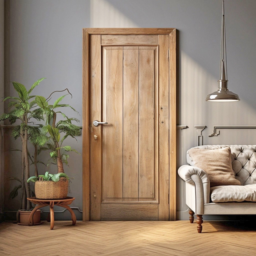 Rustic Brown Wood Barn Door Wallpaper Sticker - DIY Peel and Stick Wooden Door Cover Decal