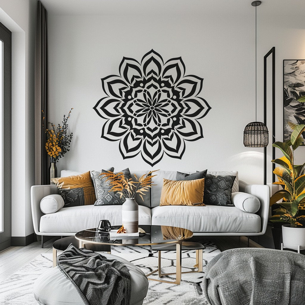 Mandala Wall Sticker for Meditation and Yoga Spaces - Elegant Removable Vinyl Decal for Home and Studio Decor
