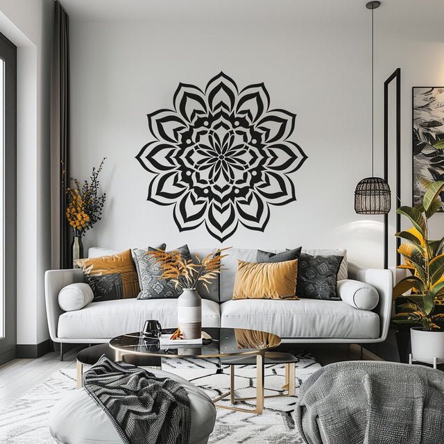 Mandala Wall Sticker for Meditation and Yoga Spaces - Elegant Removable Vinyl Decal for Home and Studio Decor