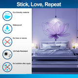 Purple Lotus Flower Wall Decal - Tranquil Peel and Stick Floral Art for Bedroom Sticker Decor