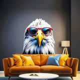 Wise Bald Eagle with Glasses Wall Decal - Vibrant Watercolor Bird Sticker