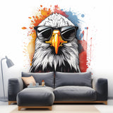 Serious Bald Eagle with Sunglasses Wall Sticker Decals - Cool Bird in Glasses Room Decor