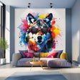 Watercolor Wolf Wall Sticker with Sunglasses - Modern Wolf Art Decal