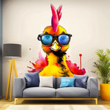 Funny Baby Chicken with Glasses Wall Decal - Vibrant Watercolor Chick Sticker
