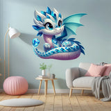 Cute Baby Dragon Wall Decal - Colorful Fantasy Creature Sticker
