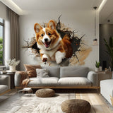 3D Corgi Dog Wall Decal - Playful Pet Sticker